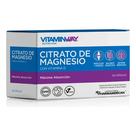 Citrato De Magnesio 60 Capsulas Vitamin Way Sabor Neutro