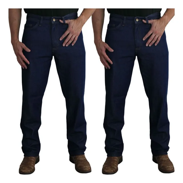 Kit 2 Calça Masculina Jeans Corte Reto Tradicional Serviço