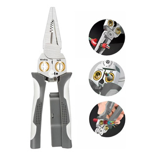 Ponchadora De Cable Alicate 8 En 1 Pinzas Pelacables Gris Ponchadora De Cable Alicate 8 En 1 Pinzas Pelacables Gris