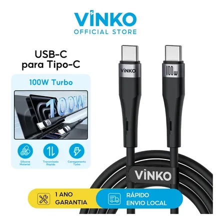Cabo USB-C para USB-C Vinko 100W de Carregamento Rápido e Dados 1.2m