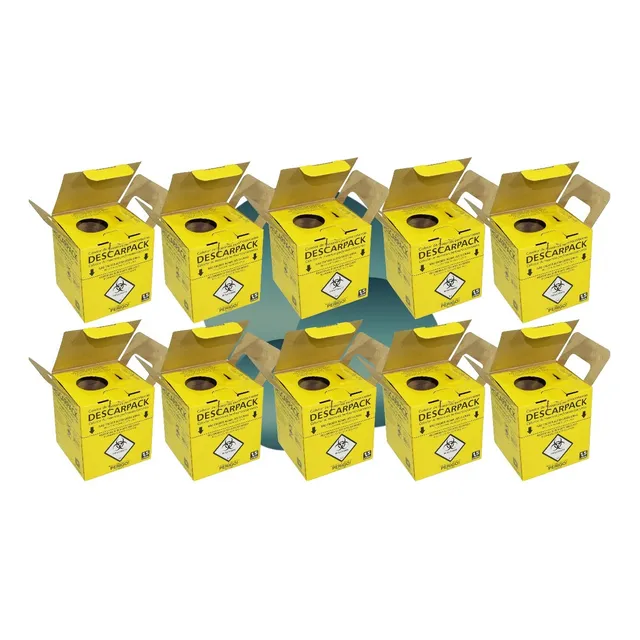 10 Caixas Coletora Material Perfurocortante 1,5l Descarpack
