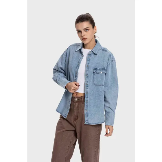 Blusa Mujer Lavado Gravilla Azul
