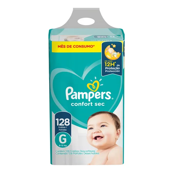 Fraldas Pampers Confort Sec G x 128 unidades