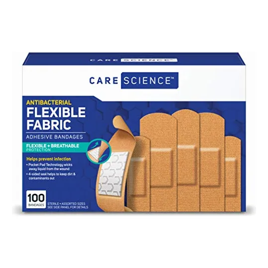 Care Science Antibacterial Fabric Adhesive Bandages, 8rhpq