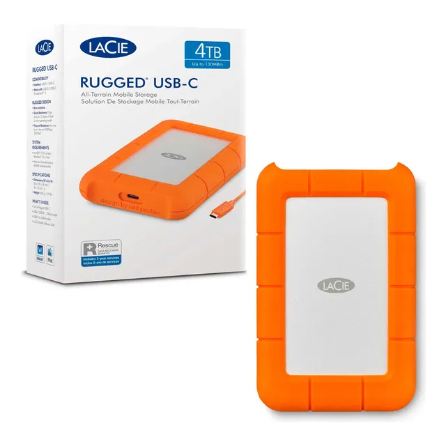 Disco Duro Externo Lacie Rugged 4tb Usb-c 3.0 Rescue 130mbs
