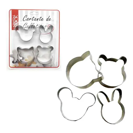 Set Moldes Cortantes X4 De Acero Galletita Formas Animaes