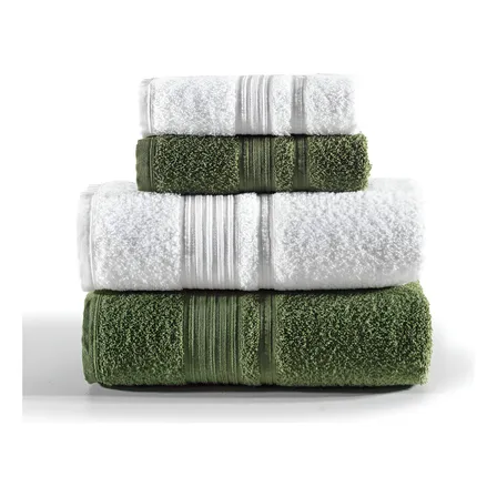 Jogo De Toalhas Tóquio Banho 4 Peças Branco E Verde Deep Olive Lisa Altenburg