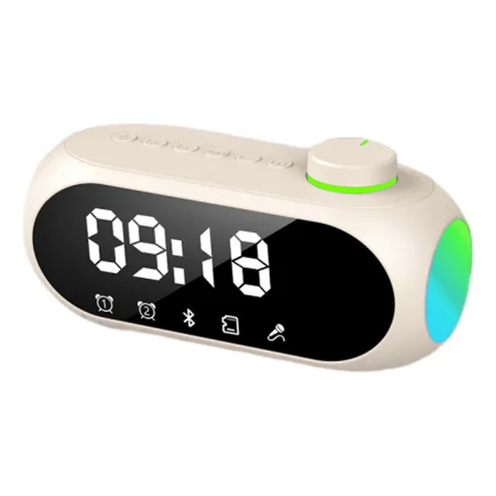 Caixa De Som Bluetooth Potente Com Radio Alarmes Relógio Fm Cor Bege 127/220v