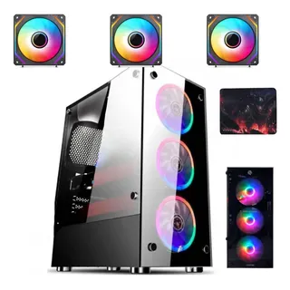 Gabinete Pc Gamer C/fans Rgb Led Vidro Temp. 1759 + Mousepad Gabinete Pc Gamer C/fans Rgb Led Vidro Temp. 1759 + Mousepad