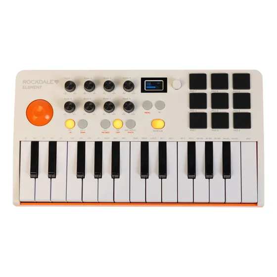 Teclado Midi Portátil Rockdale 25 Tecla Usb Bluetooth Branco