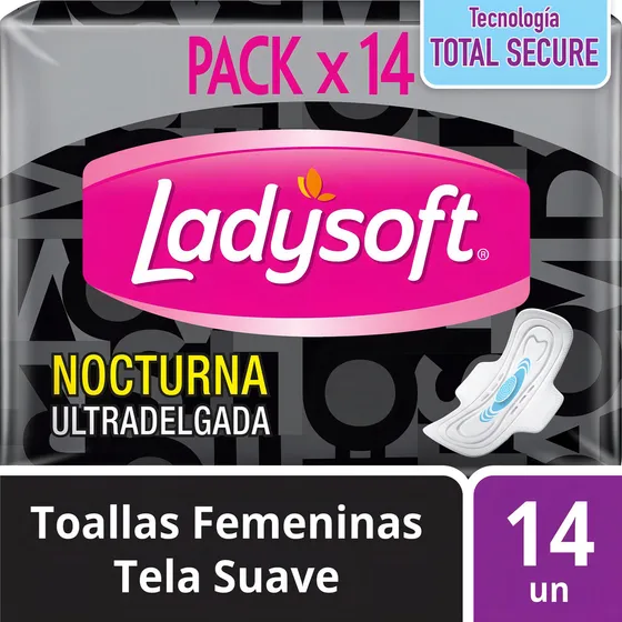 Toalla Femenina Nocturna Ladysoft Ultradelgada Tela Suave 14 un