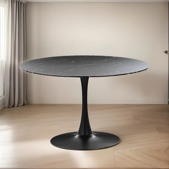 Mesa De Comedor Modelo Tulip Tipo Mármol 120 Cm Color Negro