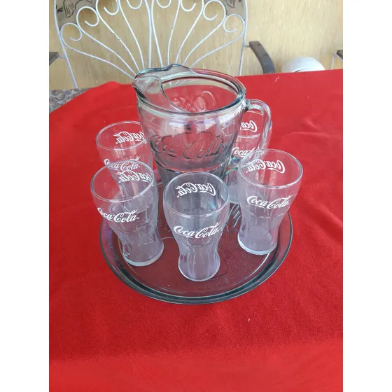 Juego De Jarra,vasos Y Bandeja De Coca-cola