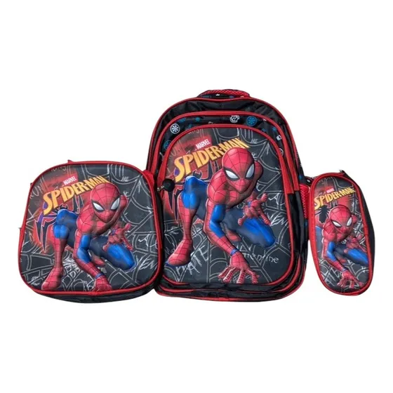 Bolso Morral Escolar Lonchera Cartuchera 3d Spider-man Niños