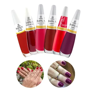Kit 6 Esmaltes Impala Vermelho Classico Barato Atacado Kit 6 Esmaltes Impala Vermelho Classico Barato Atacado