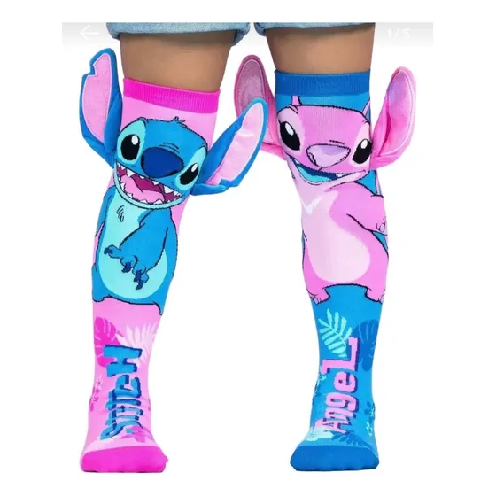 Meia Longa Divertida Orelhas Temática Lilo E Stitch