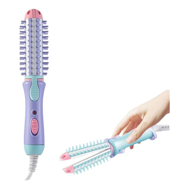 Mini Plancha Para Cabello Pelo Cepillo Pinza Alisado Viajera