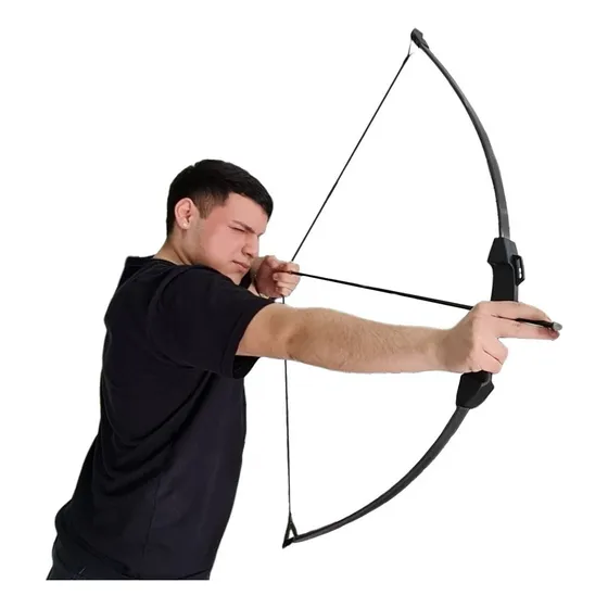 Set Arco 120 Cm Y 12 Flechas Deportivo Profesional Negro Ambidiestro