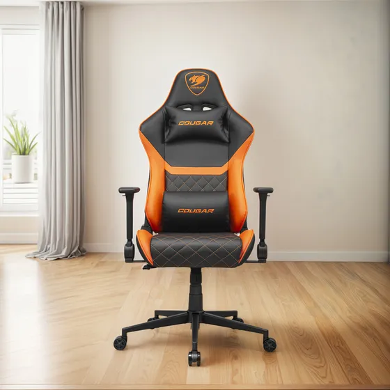 Silla Profesional Cougar Armor One V2 - Cuero De Pvc Color Naranja Material del tapizado Cuero/PVC
