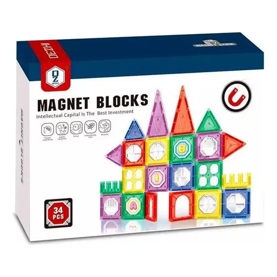 Magnéticos 34 Piezas Bloques Plásticos Para Armar