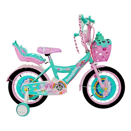 Bicicleta Infantil Niñas R-16 Portamuñecas Ruedas Auxiliares Color Verde Tamaño del cuadro 16
