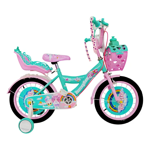 Bicicleta Infantil Niñas R-16 Portamuñecas Ruedas Auxiliares Color Verde Tamaño del cuadro 16