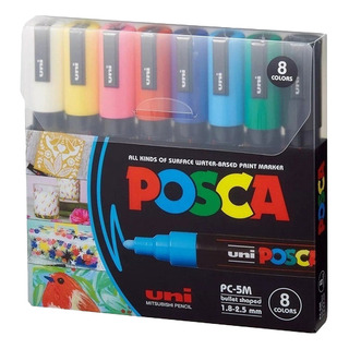 Pacote De Conjunto De Pc De Basic - 8 Marcadores Posca Uni D Pacote De Conjunto De Pc De Basic - 8 Marcadores Posca Uni D