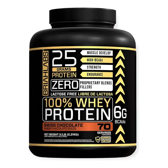 Proteina 100% Whey Protein 5lbs - Briahlabs Sabor Swiss Chocolate