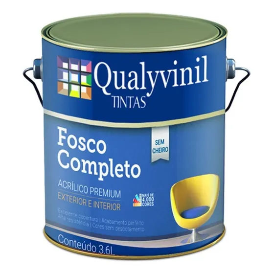 Pintura Látex Acrílico Fosco Completo Mate 3.6lt Qualyvinil