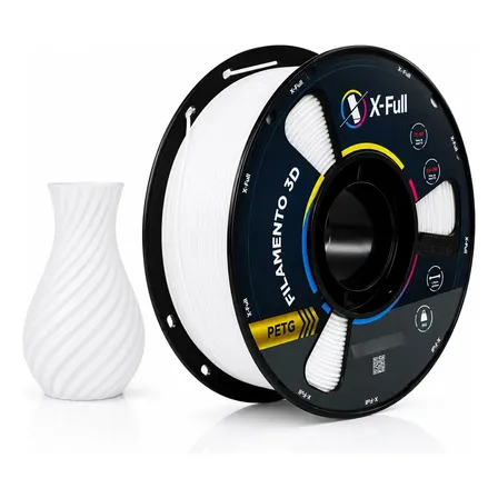 Filamento Petg 1kg Impressão 3d 1,75mm X-full Premium Branco Branco