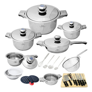 Set Batería Acero Inoxidable Quirúrgico 18/10 Inducción Gas Set Batería Acero Inoxidable Quirúrgico 18/10 Inducción Gas