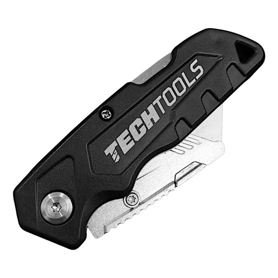 Cutter Navaja Plegable De Acero Sk4 Negro 19mm Techtools