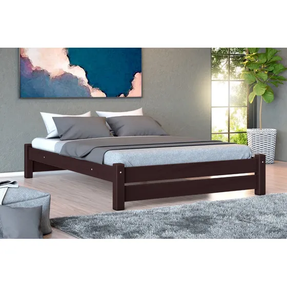 Cama De Casal Queen Madeira Maciça Cor Tabaco