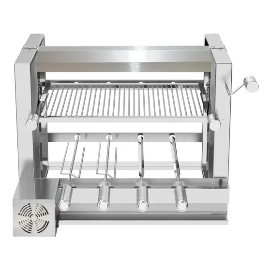 Churrasqueira Elevatória 4 Espetos Uruguaia Com Motor Inox