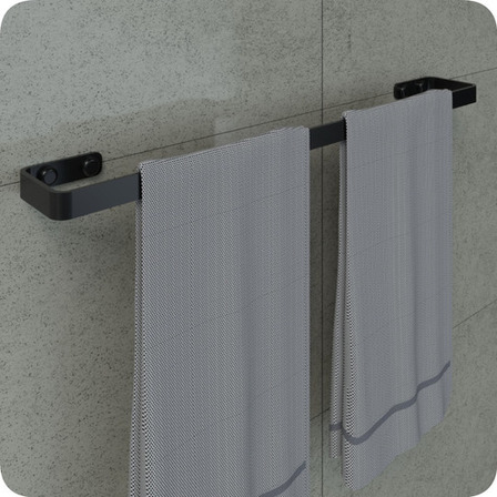 Porta Toalha De Banho Para Banheiro Preto Fosco Plus 60cm Porta Toalha De Banho Para Banheiro Preto Fosco Plus 60cm