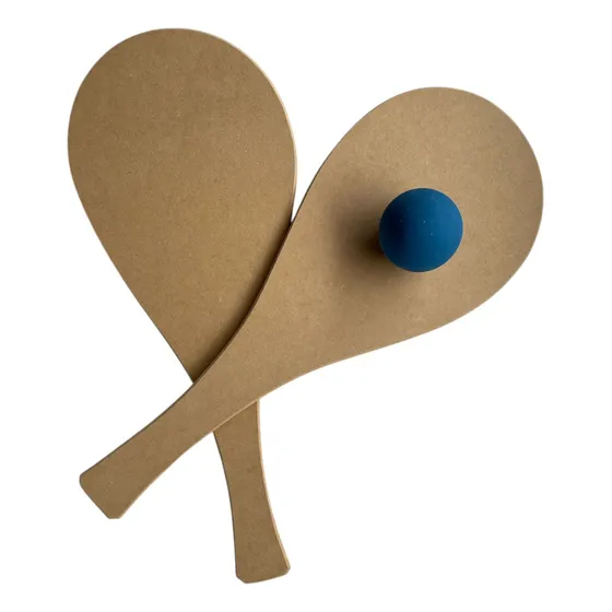 Kit Paleta Playera Madera + Pelota De Goma Verano Playa