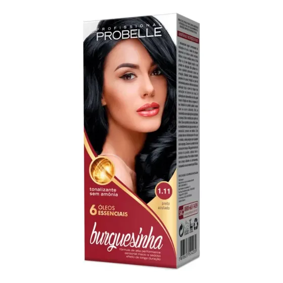 Coloração Tonalizante Burguesinha Probelle Tom 1.11 preto azulado