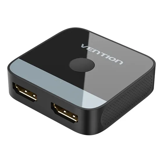 Switch HDMI 2.0 Vention - 2x1 Bidireccional con boton selector - 4k 60Hz HDR - Disipador - 2 a 1 / 1 a 2 Premium Plateado - Para Playstation / PC / Notebook / Proyector / TV / Macbook - AKOB0
