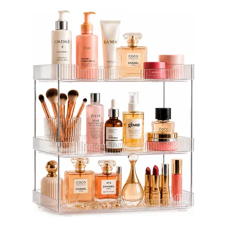 Organizador Acrílico 3 Prateleiras Porta Cosméticos Perfumes Transparente