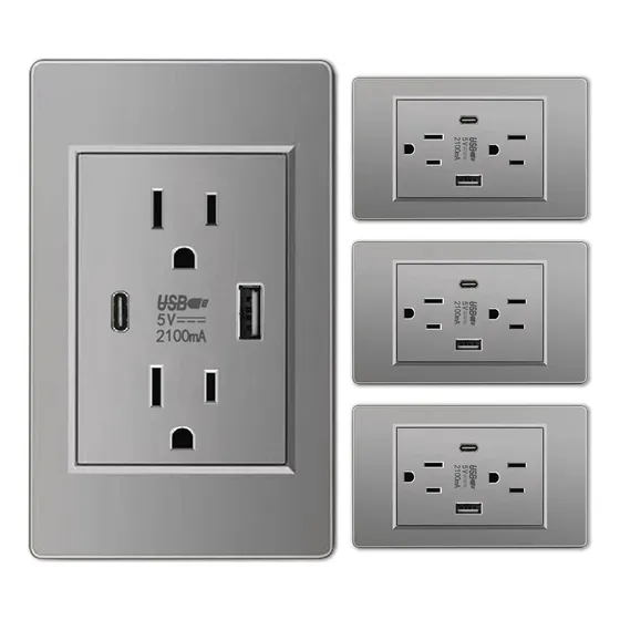 Toma De Corriente Del Americanos Para Pared Usb Y Type C 4pz