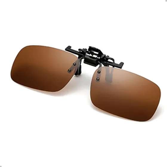 Clip On Polarizado Armação Oculos De Grau Cinza Verde G15 Cor Marrom-escuro Armação Preto Lente Marrom-escuro Desenho Retangular