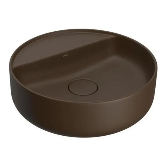 Tina de apoyo redonda de 40 cm con mesa marrón mate Slim Deca