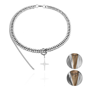 Collar Estilo Cubano De Acero Unisex Inoxidable Plateado Collar Estilo Cubano De Acero Unisex Inoxidable Plateado