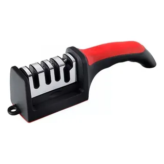 Afiador Amolador De Facas 3 Opções De Afiar Profissional Vermelho