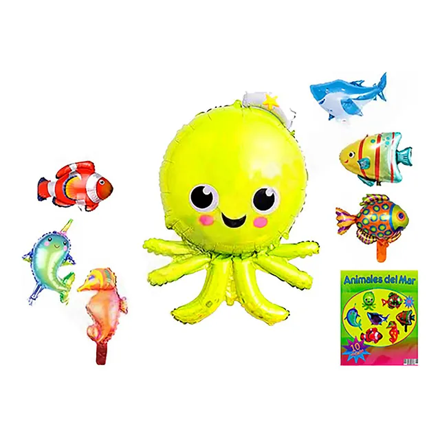 Globo Metalizado Animales De Mar 36cm X2u