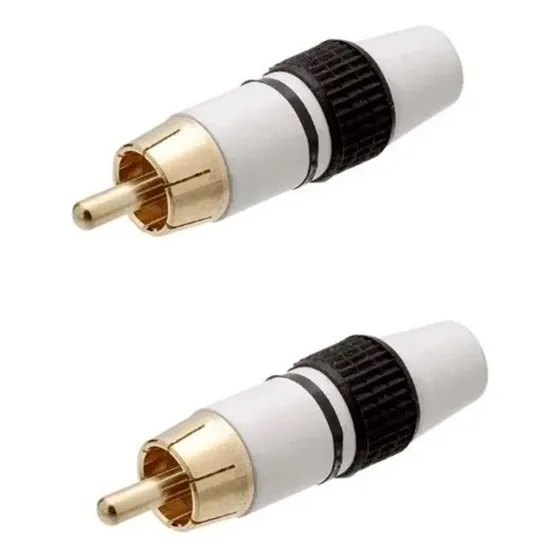 Plug Rca 6mm Prof.  Branco/pt  Kit 2pçs  101.3.29  B0253