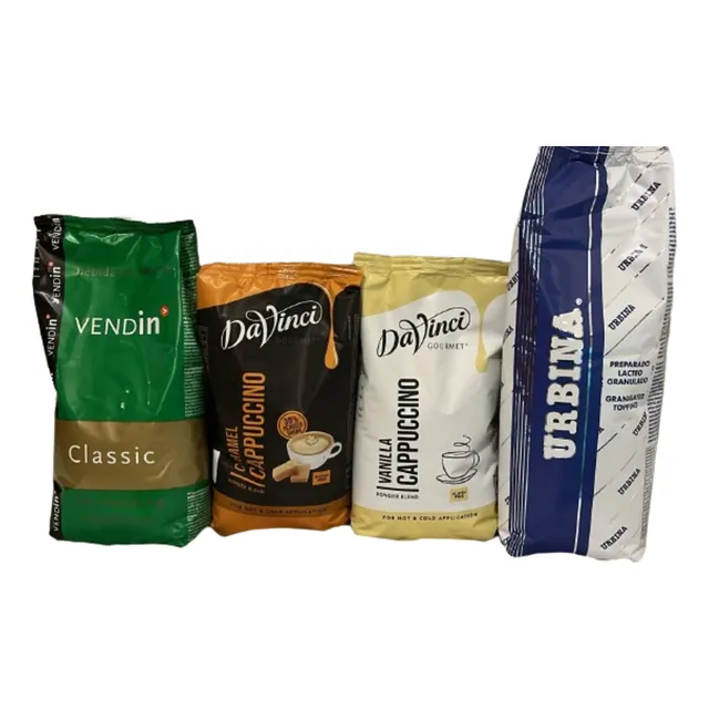 Kit Maquina Vending 4 Bolsas Leche, Chocolate, Cappuccinos