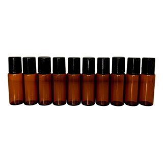 10un Frasco Roll On Vidro Ambar 5ml Tampa Preta Aromaterapia 10un Frasco Roll On Vidro Ambar 5ml Tampa Preta Aromaterapia