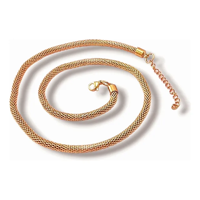 Cadena Serpiente Para Mujer De Acero Enchapado En Oro 18 K.
