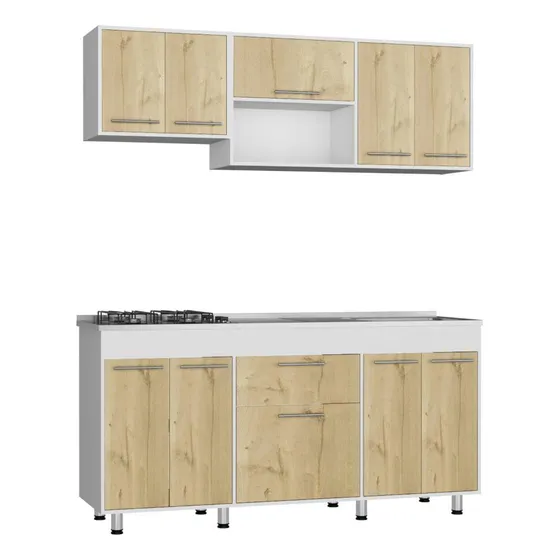 Cocina Integral Wester, Café Claro Y Blanco, Mesón Derecho Color Café Claro Y Blanco